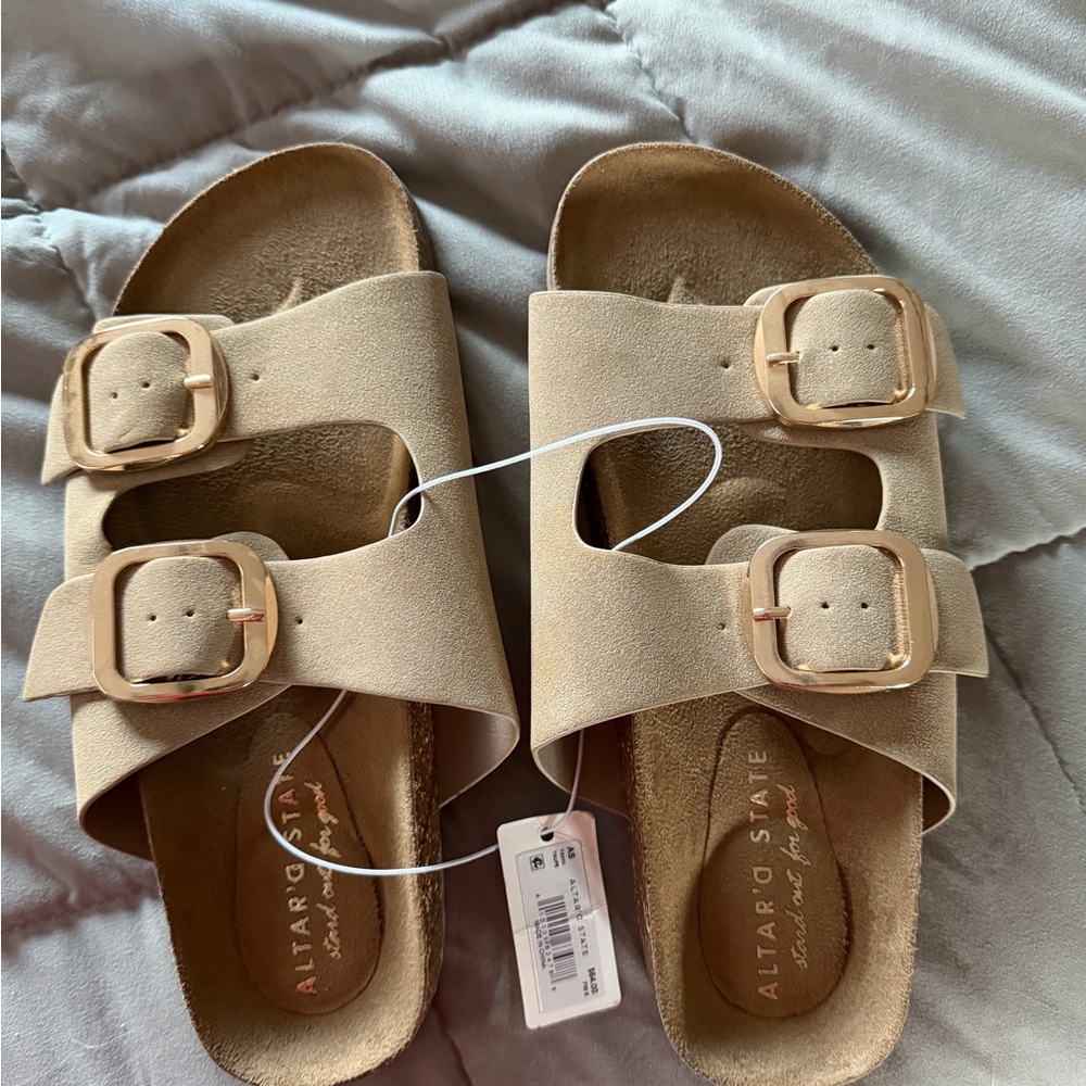 Altar'd State Beige Buckle Sandals